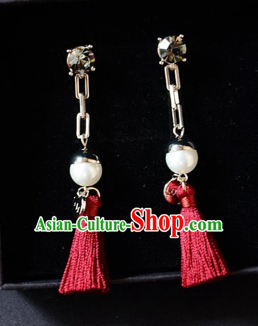 European Western Bride Vintage Accessories Red Tassel Eardrop Renaissance Earrings for Women