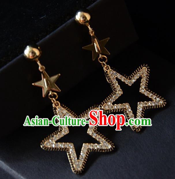 European Western Bride Vintage Accessories Crystal Star Eardrop Renaissance Earrings for Women