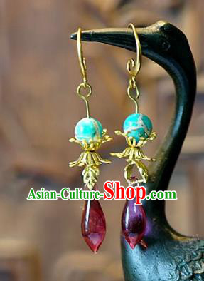 Asian Chinese Traditional Handmade Jewelry Accessories Eardrop Colored Glaze Earrings for Women