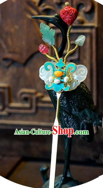 Chinese Handmade Classical Hair Accessories Jade Hair Clip Ancient Hanfu Hairpins for Women