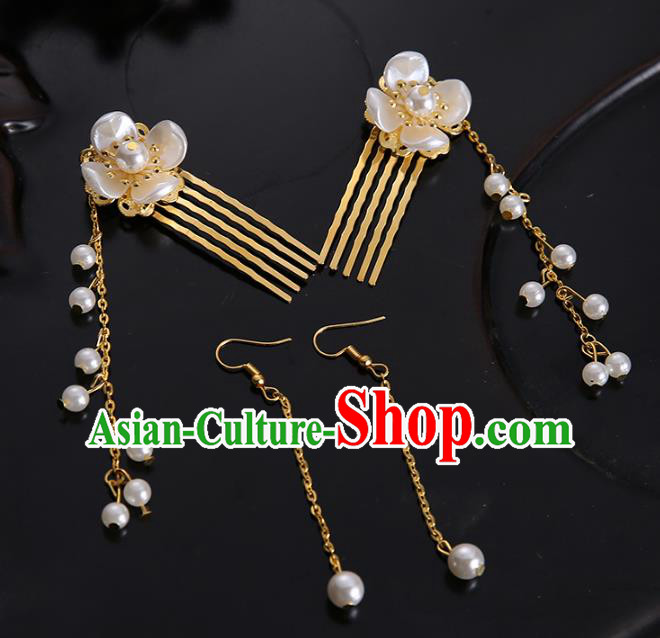 Handmade Chinese Ancient Hair Accessories Pearls Hair Combs Hairpins for Women