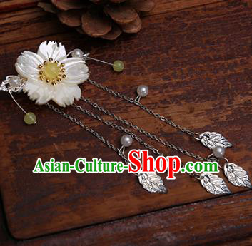 Traditional Handmade Chinese Ancient Classical Hair Accessories Shell Flowers Yellow Bead Hairpins for Women
