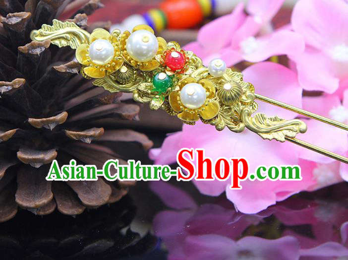 Handmade Chinese Ancient Palace Lady Hair Accessories Hanfu Golden Hairpins for Women