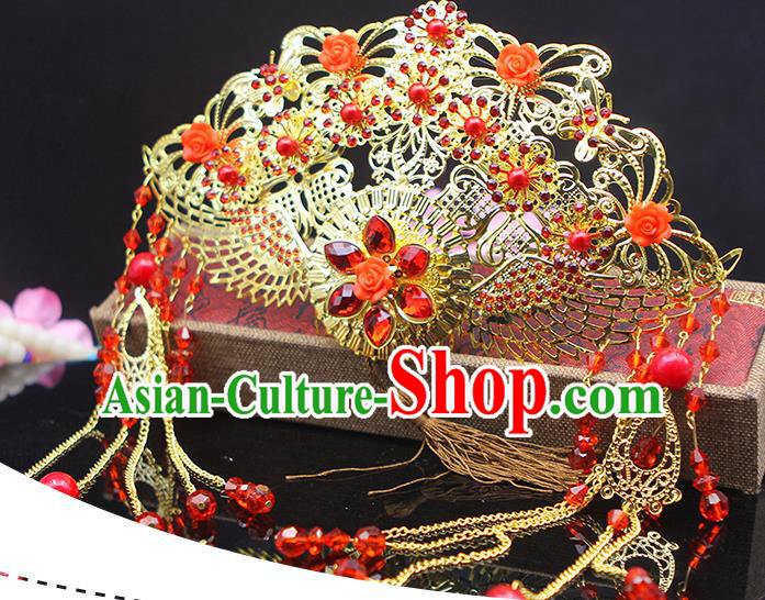 Handmade Chinese Ancient Palace Lady Hair Accessories Hanfu Hairpins Phoenix Coronet for Women