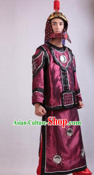 Traditional Ancient Chinese General Qing Dynasty Soldier Helmet and Armour Clothing for Men