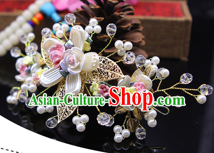 Handmade Chinese Ancient Palace Lady Hair Accessories Hanfu Hairpins Flowers Hair Stick for Women