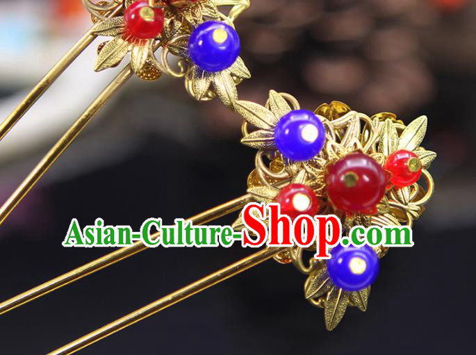 Handmade Chinese Ancient Palace Lady Hair Accessories Hanfu Golden Hairpins Hair Stick for Women