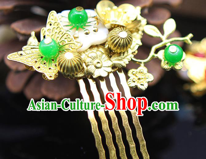 Handmade Chinese Ancient Palace Lady Hair Accessories Hanfu Golden Butterfly Hair Comb Hairpins for Women