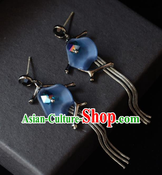 European Western Bride Vintage Blue Eardrop Accessories Renaissance Earrings for Women