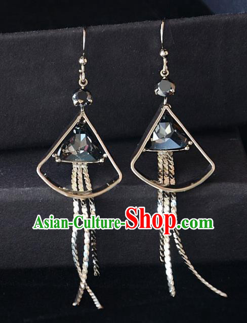 European Western Bride Vintage Grey Crystal Eardrop Accessories Renaissance Earrings for Women