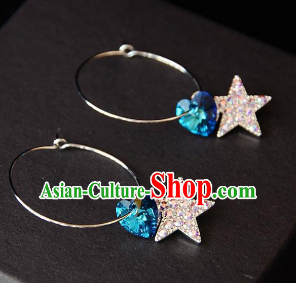 European Western Bride Vintage Crystal Star Eardrop Accessories Renaissance Earrings for Women