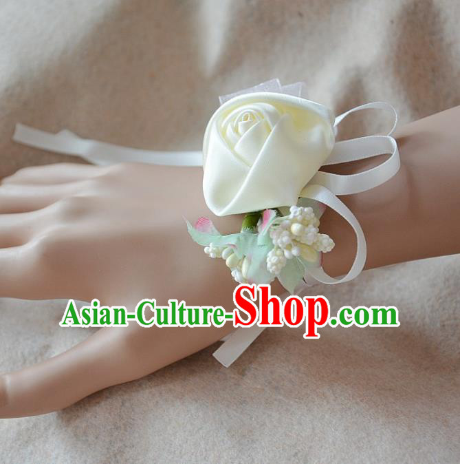 European Western Bride Wrist Accessories Vintage Renaissance White Rose Bracelet for Women