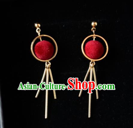 European Western Bride Vintage Red Earbob Accessories Renaissance Earrings for Women