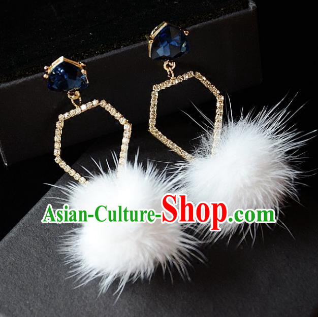 European Western Bride Vintage Blue Crystal Earbob Accessories Renaissance Earrings for Women