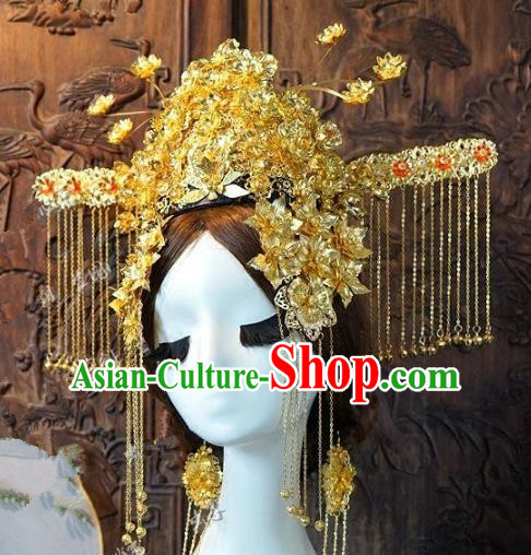 Chinese Handmade Classical Hair Accessories Ancient Hanfu Hairpins Queen Phoenix Coronet for Women