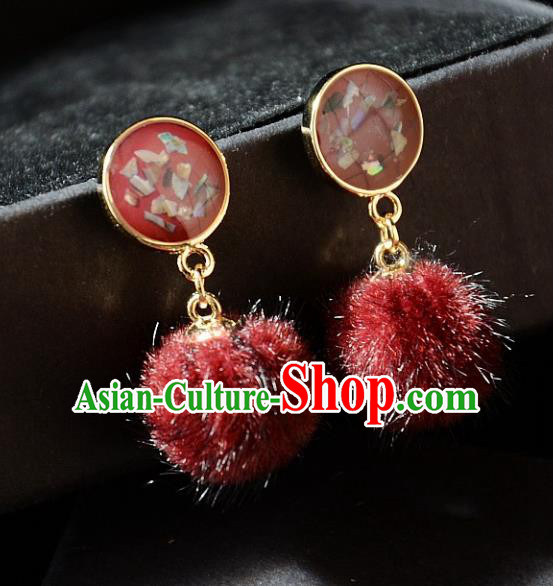 European Western Bride Vintage Accessories Renaissance Bohemia Red Venonat Earrings for Women