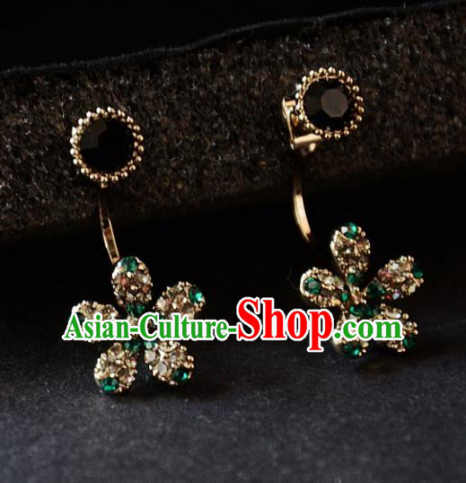 European Western Bride Vintage Accessories Renaissance Bohemia Crystal Flower Earrings for Women