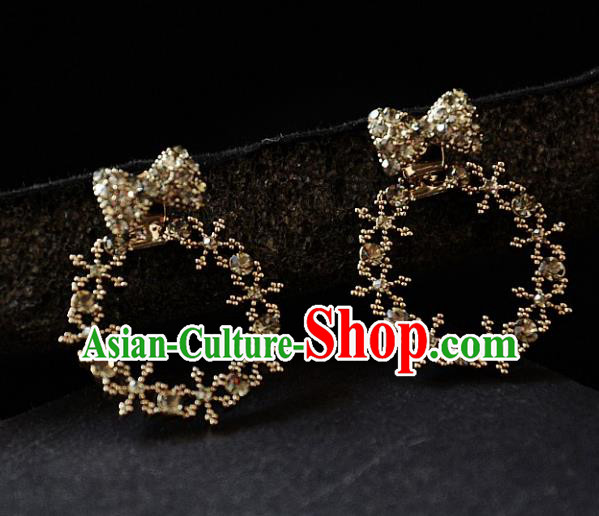 European Western Bride Vintage Accessories Renaissance Crystal Bowknot Earrings for Women