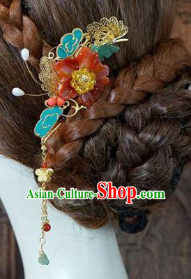 Chinese Handmade Classical Wedding Hair Accessories Ancient Hanfu Tassel Hairpins for Women