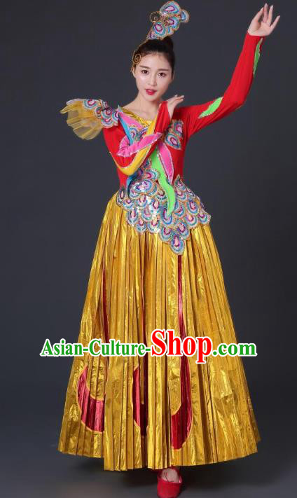 Traditional Chinese Waist Drum Dance Costume, China Classical Folk Dance Yangko Dress for Women