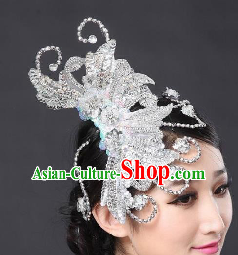 Chinese Classical Yangge Folk Fan Dance Hair Accessories Yangko Paillette Headwear for Women