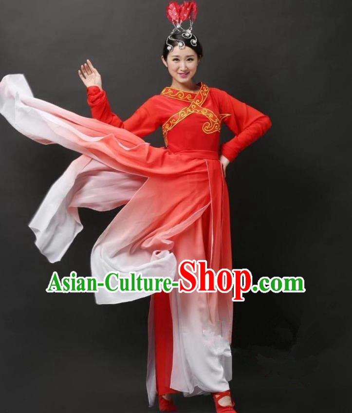 Traditional Chinese Classical Yangge Dance Costume, China Folk Dance Red Clothing for Women