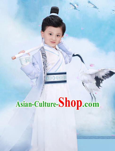 Traditional Chinese Tang Dynasty Prince Costume Ancient Nobility Childe Clothing and Headpiece for Kids