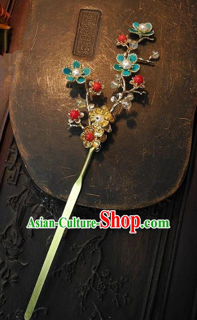 Chinese Handmade Classical Hair Accessories Wintersweet Hairpins Ancient Hair Clip Headdress for Women