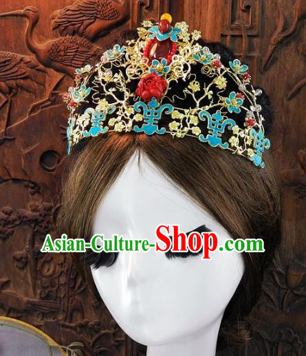 Chinese Handmade Classical Agate Phoenix Coronet Ancient Hanfu Wedding Hair Accessories for Women