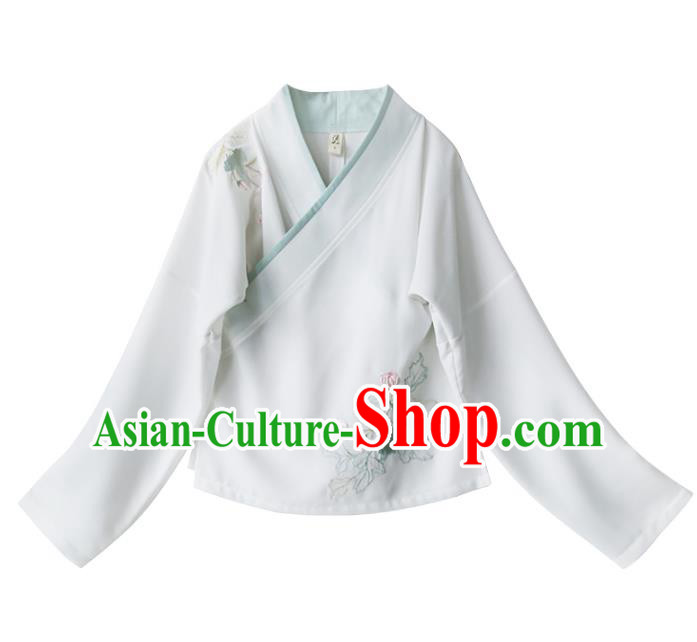 Traditional Chinese National Costume Embroidered Hanfu Blouse Tang Suit Shirts for Women