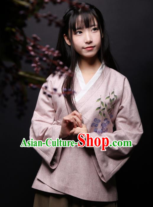 Traditional Chinese National Costume Printing Blouse Tang Suit Hanfu Shirts for Women