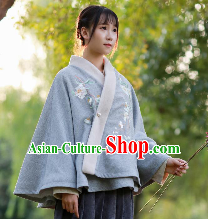 Traditional Chinese National Costume Embroidered Cloak Hanfu Blouse for Women