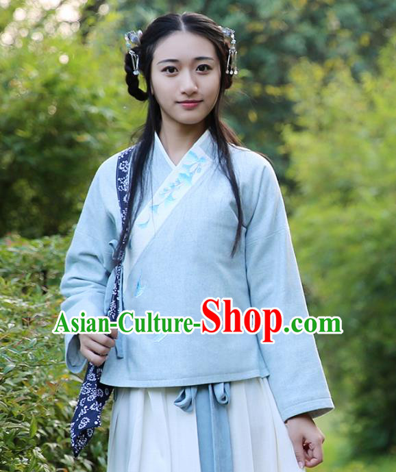 Traditional Chinese National Costume Embroidered Shirts Hanfu Cheongsam Blouse for Women