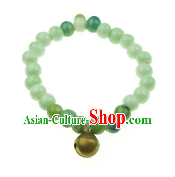 Traditional Chinese Bracelet Accessories Jingdezhen Ceramics Green Beads Bangle for Women