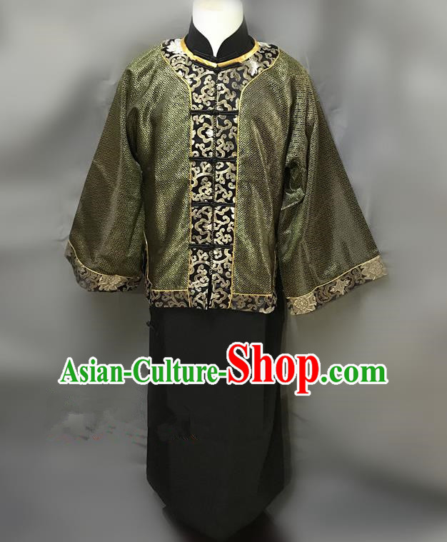 Traditional Chinese Stage Performance Costume Ancient Qing Dynasty Master Clothing for Men