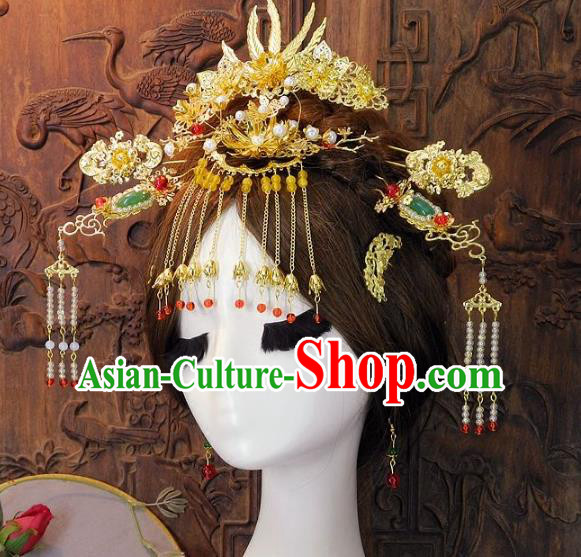 Chinese Handmade Classical Wedding Hair Accessories Ancient Hanfu Phoenix Coronet Headdress for Women