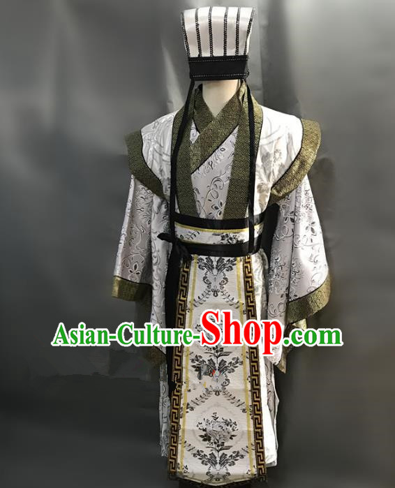 Traditional Chinese Stage Performance Costume Ancient Three Kingdoms Period Minister Hanfu Clothing for Men