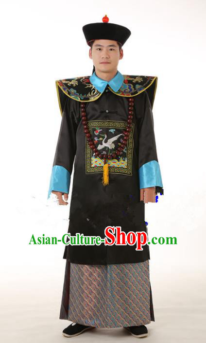 Traditional China Ancient Qing Dynasty Manchu Royal Highness Costume Minister Gwanbok for Men