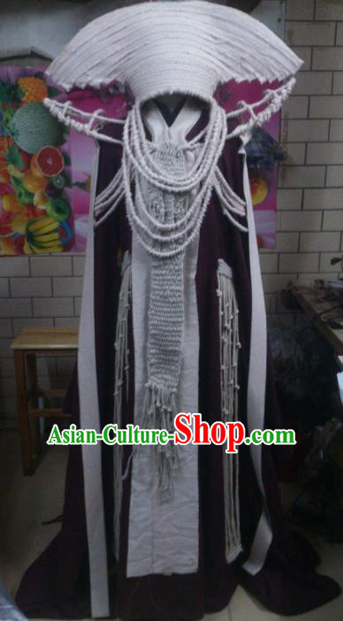 Traditional China Ancient Cosplay Swordsman Costume and Hat Complete Set for Women