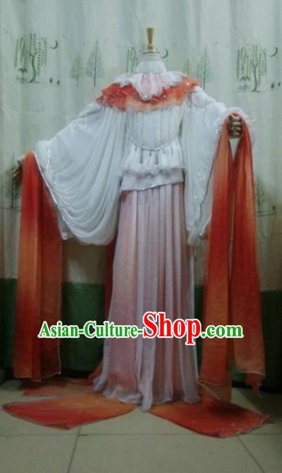 Traditional China Ancient Cosplay Princess Costume Palace Lady White Dress for Women