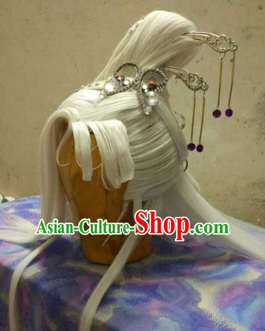 Ancient Chinese Costume hanfu Chinese Wedding Dress traditional china Cosplay Swordsman Wig Clothing Headwear