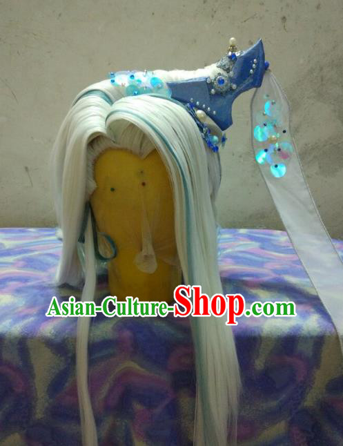 Traditional China Ancient Cosplay Fairy Wig and Hair Accessories Headwear for Women