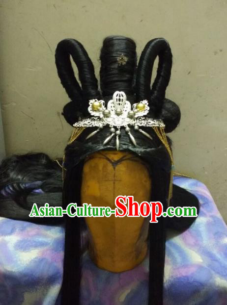 Traditional China Ancient Cosplay Nobility Lady Wig and Hair Accessories Headwear for Women