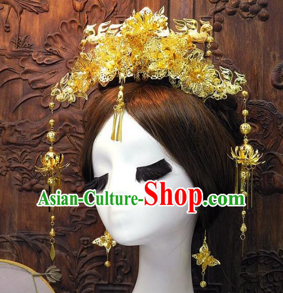 Chinese Handmade Classical Hair Accessories Wedding Phoenix Coronet Ancient Hanfu Hairpins for Women