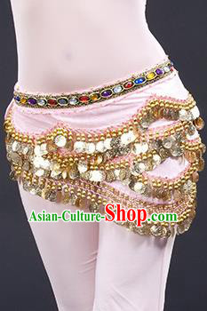 Traditional Asian Indian Belly Dance Waist Accessories Pink Waistband India National Dance Belts for Women