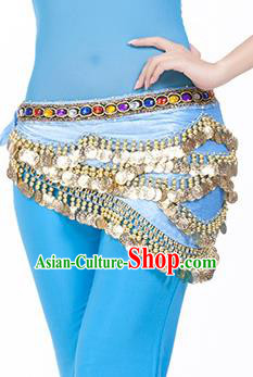 Traditional Asian Indian Belly Dance Waist Accessories Blue Waistband India National Dance Belts for Women