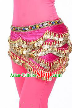 Traditional Asian Indian Belly Dance Waist Accessories Rosy Waistband India National Dance Belts for Women