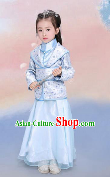 Traditional Chinese Tang Dynasty Swordswoman Clothing Ancient Nobility Lady Costume for Kids