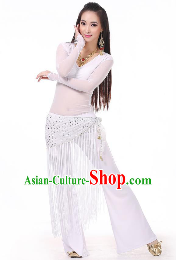 Asian Indian Belly Dance White Costume Stage Performance India Raks Sharki Dress for Women