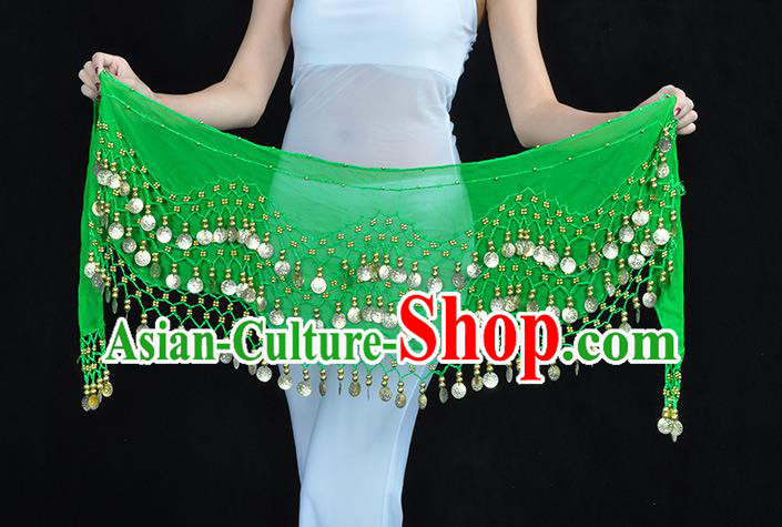 Asian Indian Belly Dance Green Silk Waistband Accessories India Raks Sharki Belts for Women